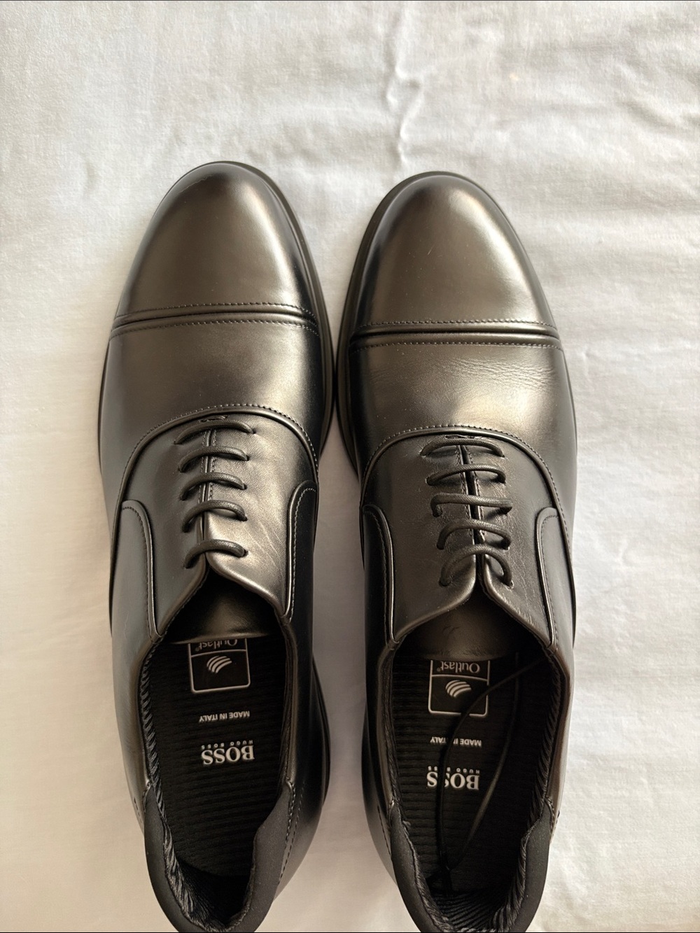 Hugo Boss Black Leather Cap-Toe First Class Oxfords New in Box